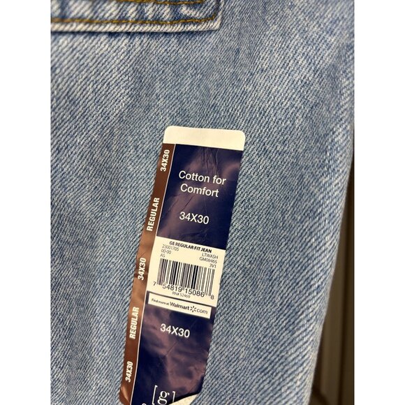 GEORGE NEW Regular Fit Jean Mens 34X30 Straight Leg Light Wash - Picture 8 of 9